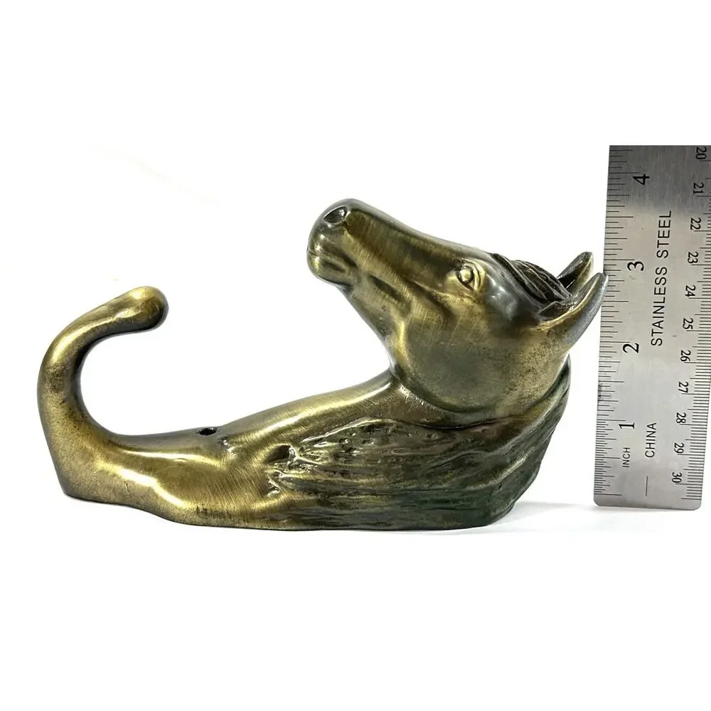 Sarsaparilla Designs Horse Head Wall Hook Antique Brass Cast Metal 7” Equestrian